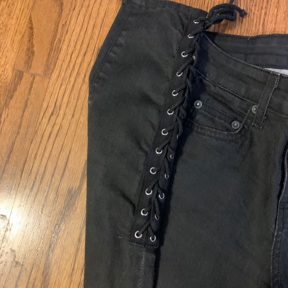 Carmar Black Lace Up Skinny Denim Jeans Size 24 XS - Picture 2 of 3